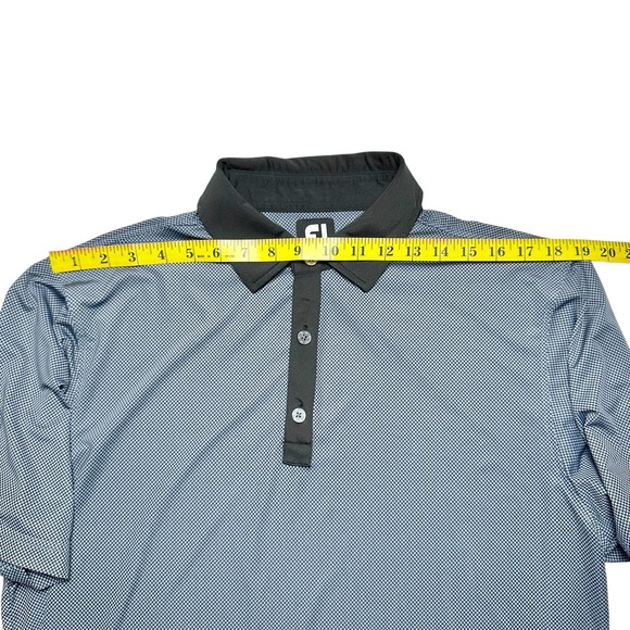 FootJoy | Men | Black Gray Micro Check Golf Performance Polo Shirt | Medium - Picture 3 of 9